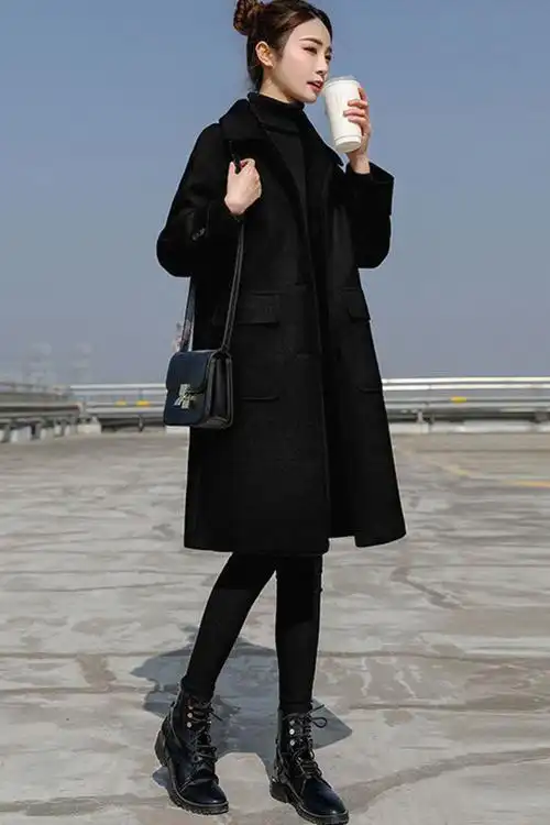黑色大衣女中长款