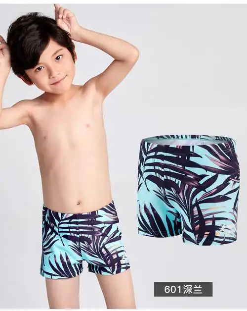 李宁lining儿童泳裤男童沙滩速干平角泳裤小童中大童男孩游泳裤泳帽