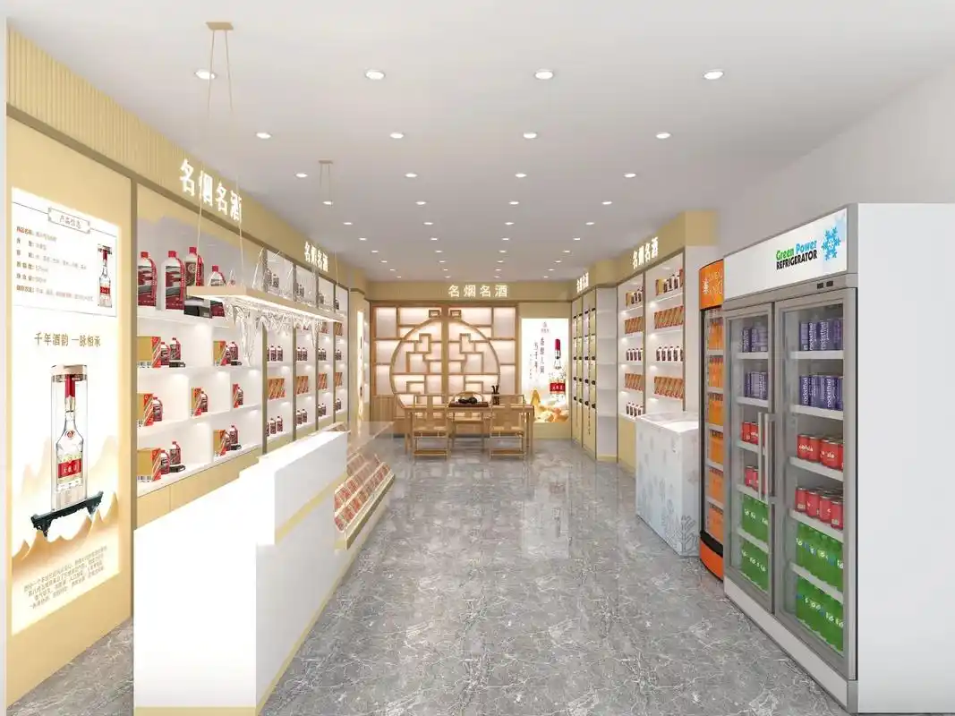 店内实拍视频 有一家烟酒店完工 效果图与实景对比#设计师日 - 兑音