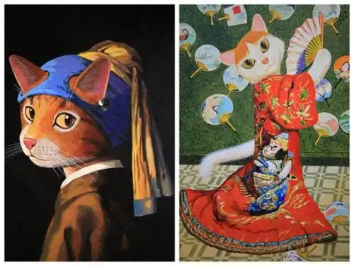 拼创意:这些猫咪版世界名画你见过吗?(组图)