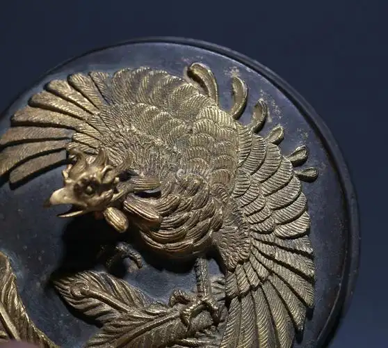 清 铜鎏金凤鸟盖盒