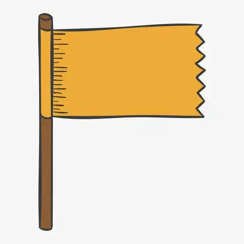 黄色手绘旗帜卡通插画