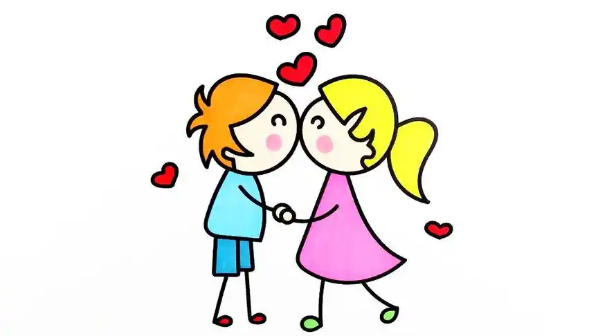 恋爱中的男生与女生简笔画儿歌