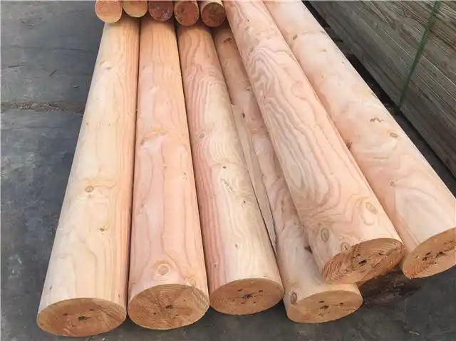进口松木立柱实木圆柱防腐木木柱子古建原木半圆柱户外凉亭原木柱