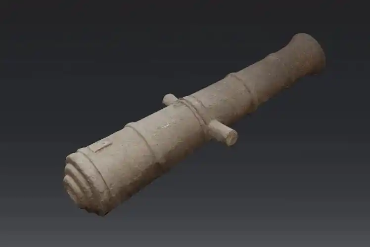 "咸丰四年"款铁炮,清代,三级文物,一门长150厘米,内口径8.5厘米.