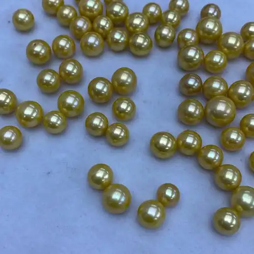 9-12mm 淡水珍珠染色金珠 媲美南洋金 裸珠散珠