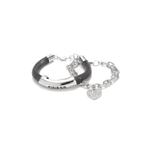 guess factory女款手链|hematite-tone mesh id bracelet