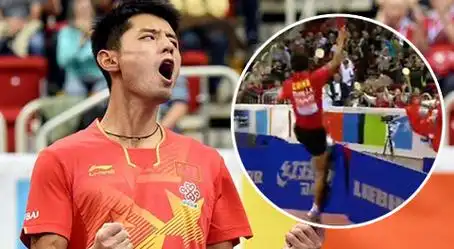 张继科疯狂庆祝惹祸 踹坏广告牌奖金被罚