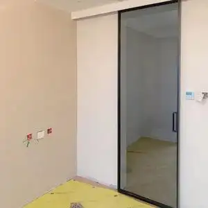 定制厨房卫生间厕所窄边单扇推拉门吊轨黑色磨砂玻璃浴室吊滑移门