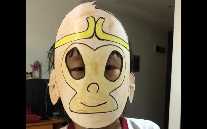 幼儿园手工—制作孙悟空面具.西游记主题活动.