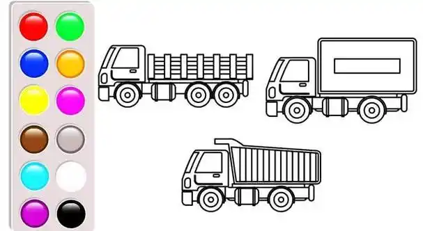 儿童简笔画:垃圾车,图颜色有右脑开发货车简笔画彩色图片幼儿学画货车