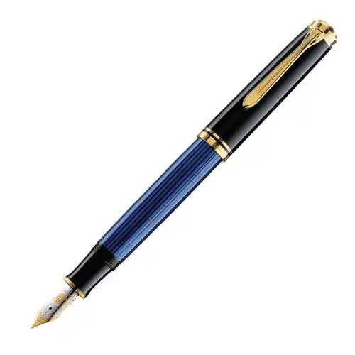 pelikan 百利金 帝王soveran m600黑蓝色14k 钢笔/金笔 m尖