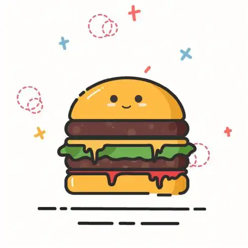 萌系线条风最近的快乐是汉堡炸鸡给的
