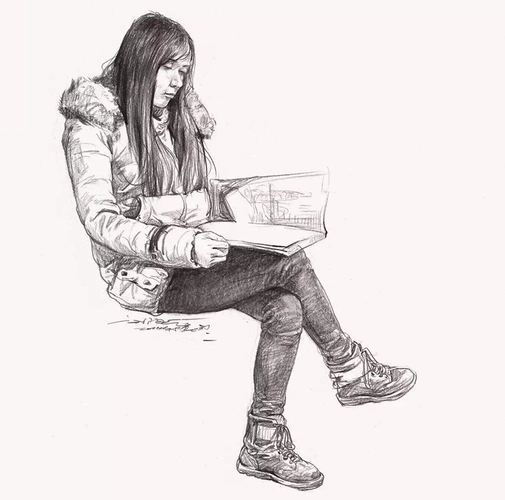 速写写生与默画解疑翘二郎腿的坐姿速写怎么画的范画在线参考