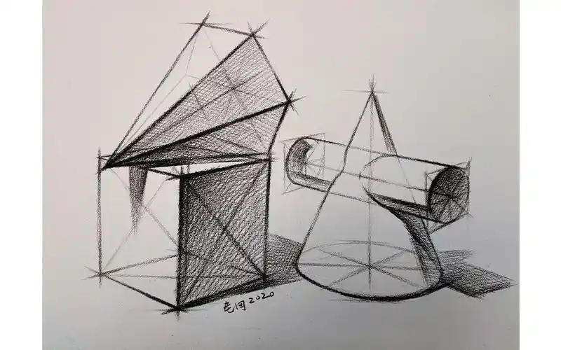 楚汉画室教学视频:田旭 - 素描(石膏几何体结构素描)