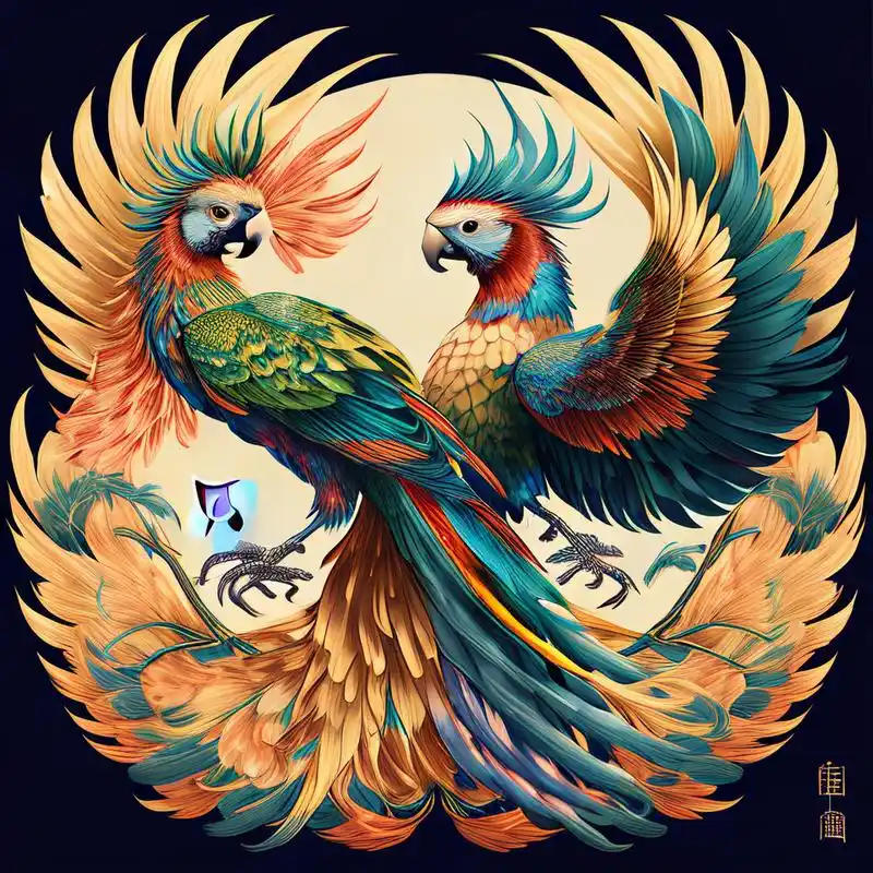 掌上双鹦鹉,屏间两凤凰.4k,简洁,静谧#百度文心一言来了