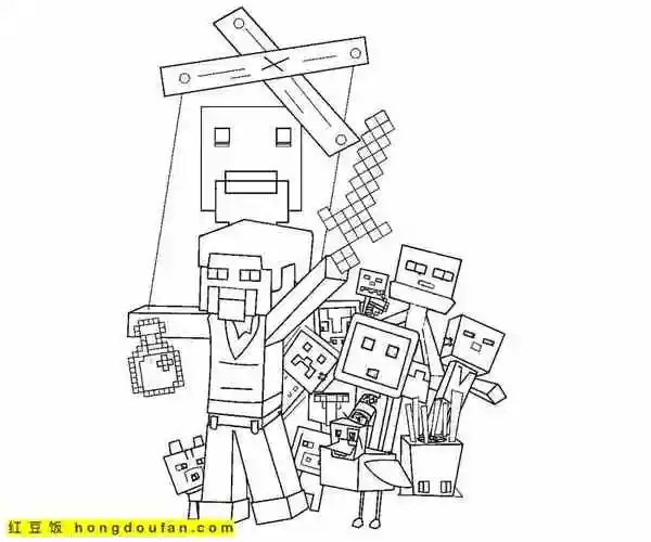10张我的世界末影人卡通涂色图片下载-红豆饭小学生简笔画大全