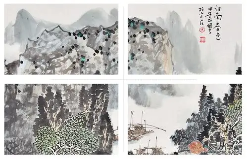 张国良四尺斗方山水画作品江南春色