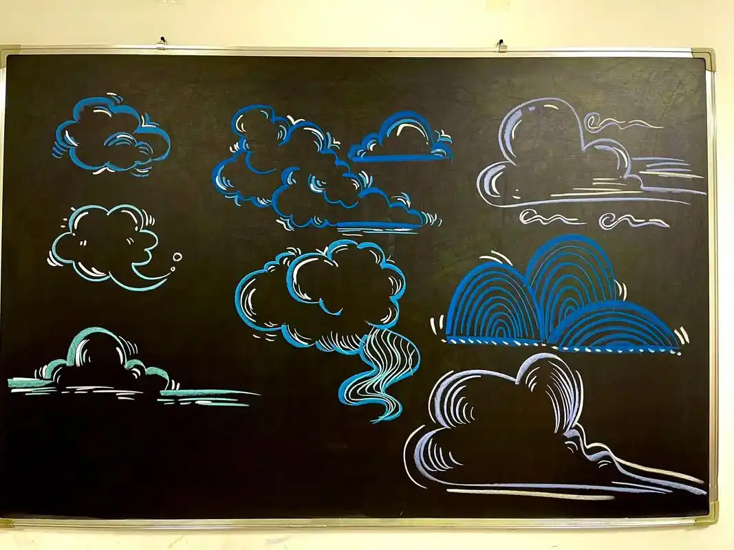 粉笔画 #黑板报粉笔画 #云 #简笔画 - 抖音