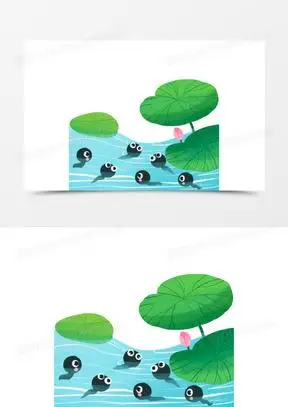 卡通小蝌蚪找青蛙妈妈免抠素材260水墨蝌蚪331手绘卡通小蝌蚪在荷叶边