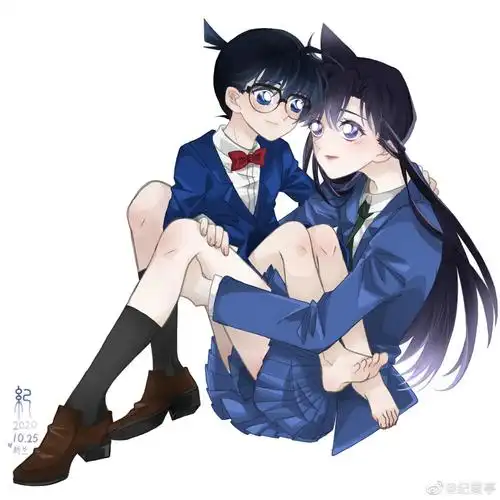 神仙画师微博转载二次元工藤新一毛利兰新兰永恒名侦探柯南情侣头像