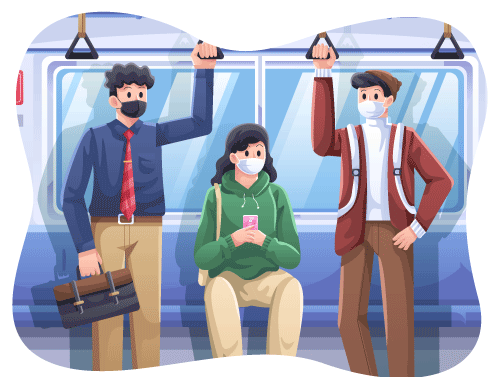 扁平人物坐地铁插画素材