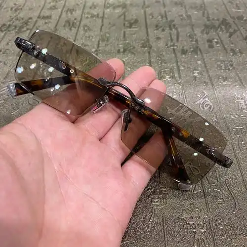 石头东海高档纯天然茶水水晶水晶石眼镜男士无框太阳眼镜