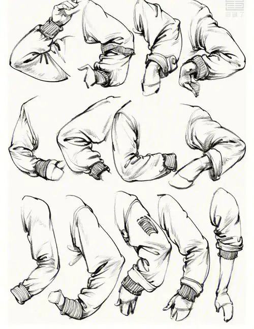 速写作业胳膊肘子处的衣纹处理