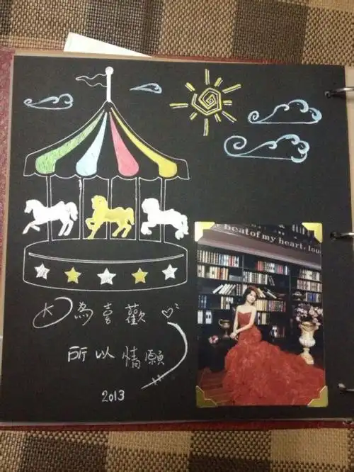 30页手工diy相册制作范本与制作步骤diy相册黑卡手绘图制作模板