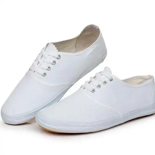 白色绣花34白网鞋白球鞋学校体操表演专用舞蹈鞋系带小白鞋休闲男女款