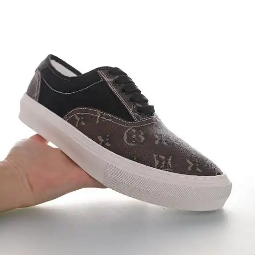 low 特罗卡迪罗五孔系带低帮休闲运动百搭板鞋"皮革深棕白老花帆布黑"