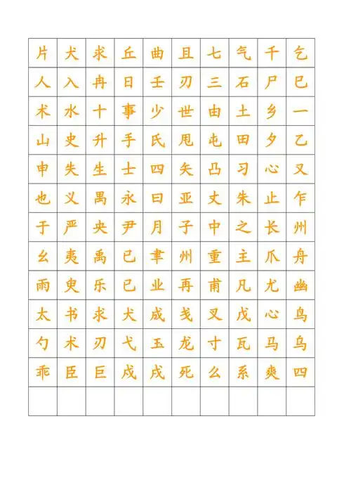 方格子汉字独体字表_第2页
