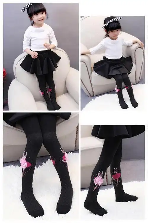 燕珺儿童连体袜春秋款女童芭蕾公主舞蹈针织连裤袜漂亮可爱打底袜裤