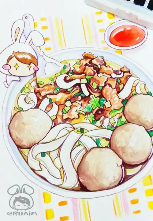 潮汕牛肉粿条简笔画