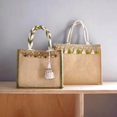 无印良品muji黄麻布袋包邮环保购物编织手拎改造亚麻diy包a6a3b5