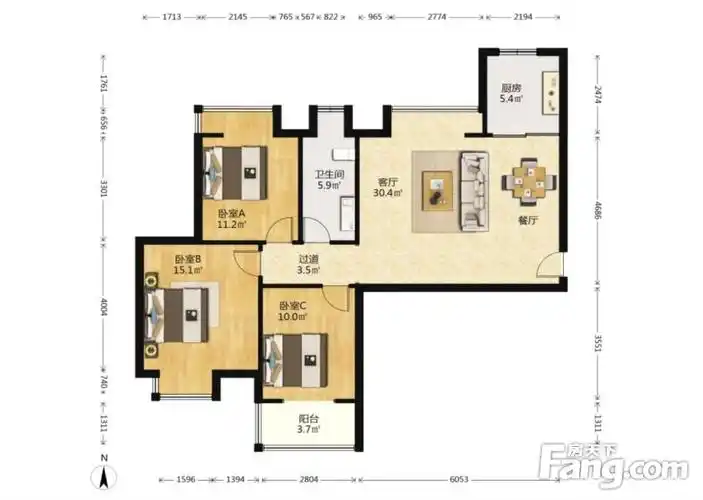 大寨路洋房社区南北通透全明户型