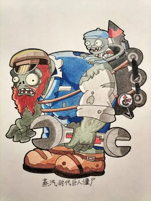 蒸汽时代巨人僵尸绘画