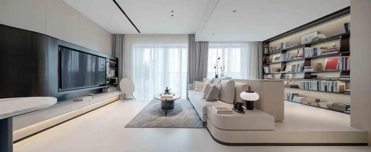 8米大开间,客厅不再逼仄,连接客厅与书房