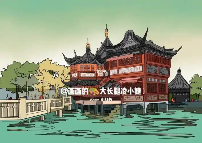 上海豫园插画一
