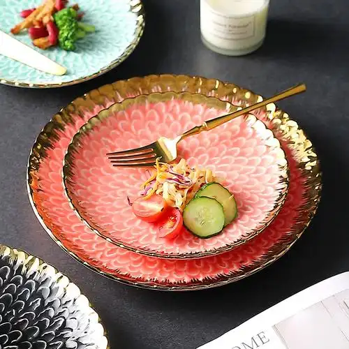 好看陶瓷盘子家用餐具高级餐厅西餐盘特色果盘摆菜牛排网红欧式