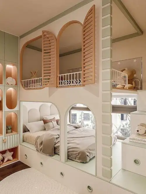 儿童房上下铺这样的儿童房布局你们喜欢吗