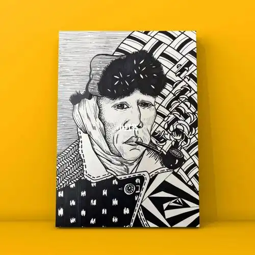 线描梵高自画像