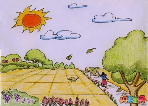 稻田丰收时节简笔画