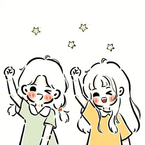 可爱简笔画少女闺蜜头像喜欢就收藏吧
