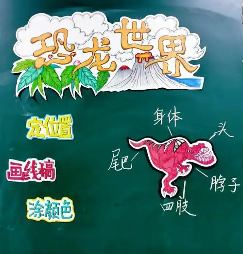 三年级美术课堂板书恐龙世界