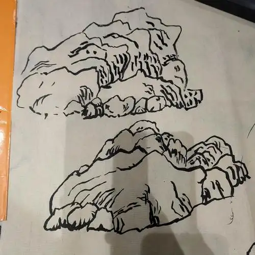 枫树山南屏锦源小学国画社团2结课,第二课石头《石头》