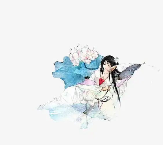 古装水墨炫彩美女图