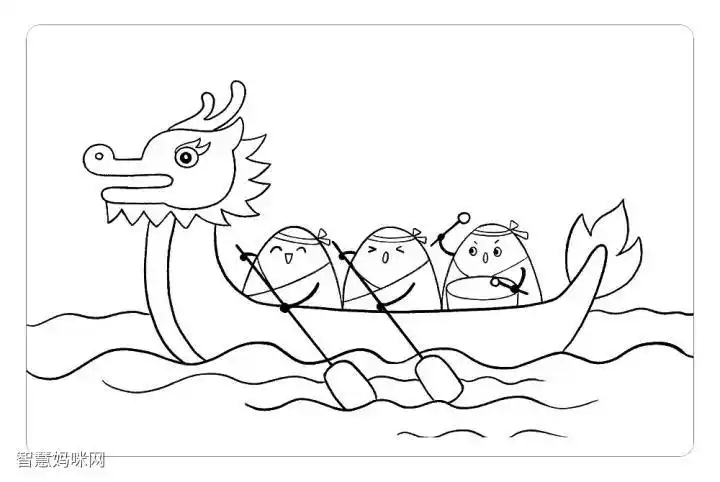 赛龙舟简笔画怎么画