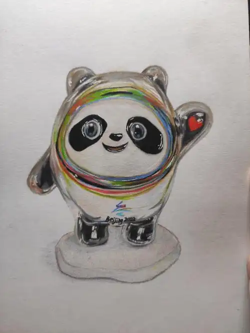 还是怪怪的尽力了,就这样了#冰墩墩  #彩铅  #画画  #绘画  #彩铅手绘