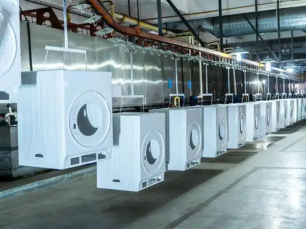 自动化喷涂线喷涂加工滚筒干衣机箱体的好处